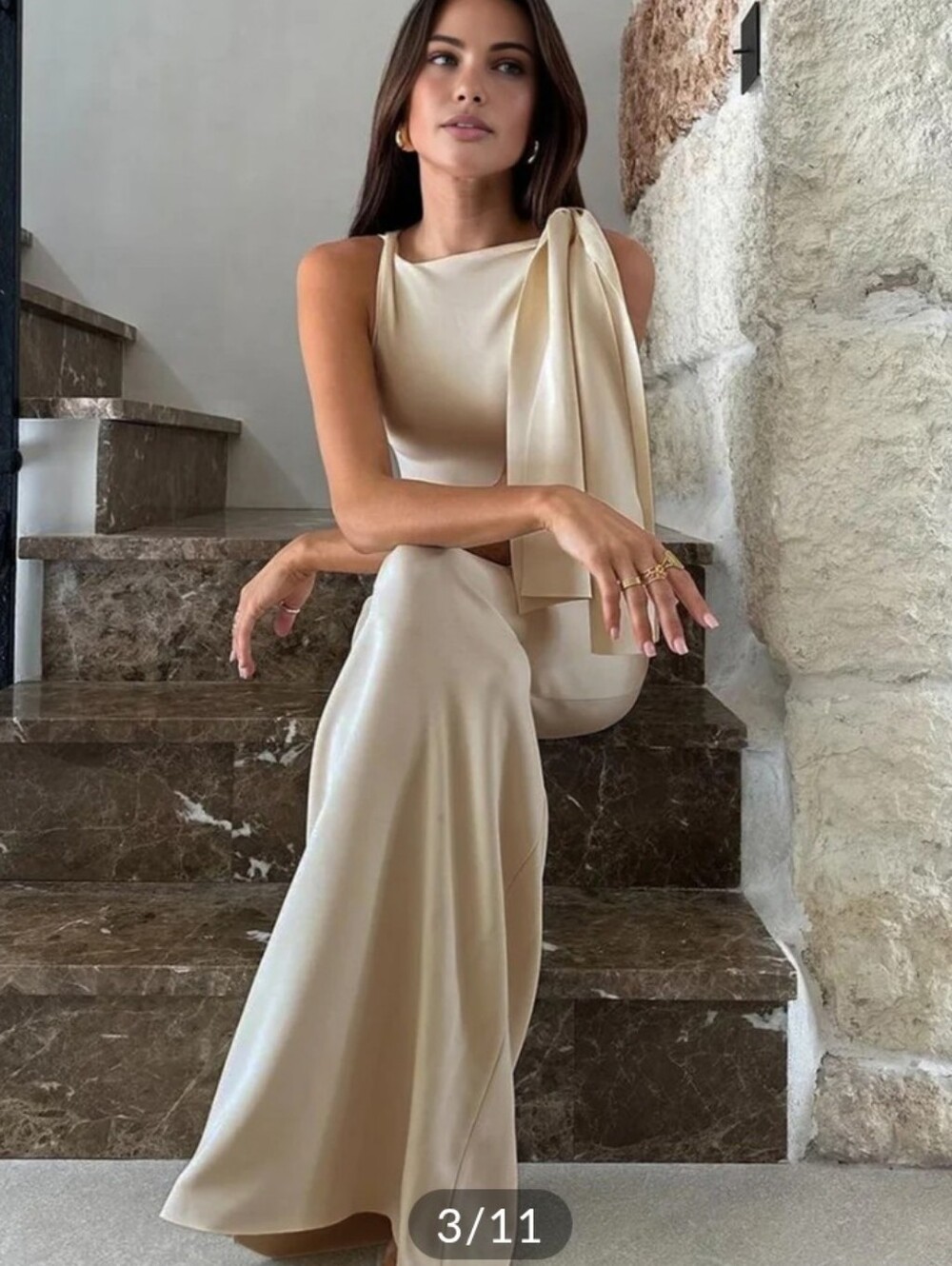 Commense Beloved Knot Sleeveless Cream Dress Small
